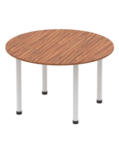 Dynamic Impulse 1200mm Round Table Walnut Top Silver Post Leg I000140