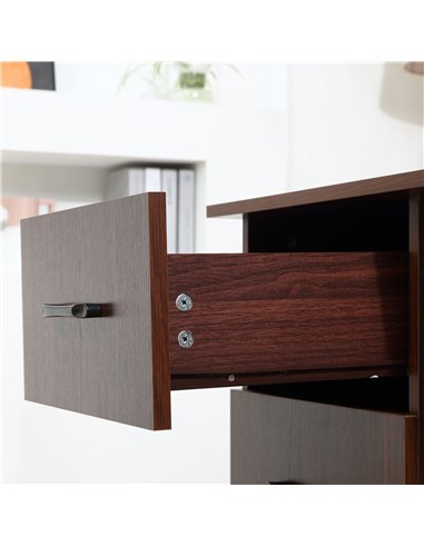HOMCOM 120cm Computer Desk with Storage Shelves Drawers, Writing Table Study Workstation for Home Office, Walnut Brown
