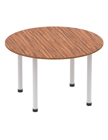 Dynamic Impulse 1200mm Round Table Walnut Top Silver Post Leg I000140