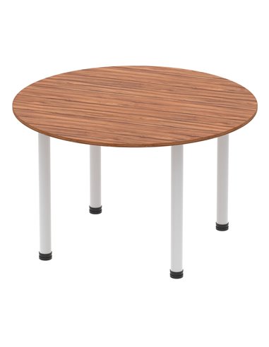 Dynamic Impulse 1200mm Round Table Walnut Top Silver Post Leg I000140