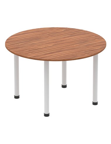 Dynamic Impulse 1200mm Round Table Walnut Top Silver Post Leg I000140