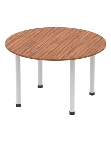 Dynamic Impulse 1200mm Round Table Walnut Top Silver Post Leg I000140
