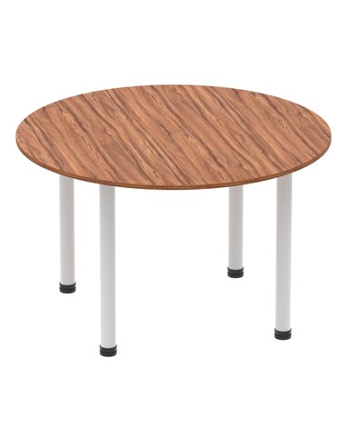 Dynamic Impulse 1200mm Round Table Walnut Top Silver Post Leg I000140