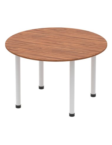 Dynamic Impulse 1200mm Round Table Walnut Top Silver Post Leg I000140