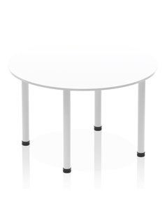 Dynamic Impulse 1200mm Round Table White Top Silver Post Leg I000200