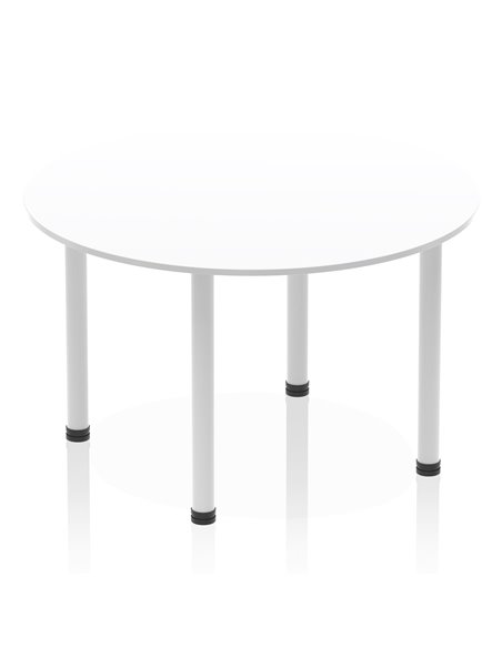 Dynamic Impulse 1200mm Round Table White Top Silver Post Leg I000200 - pic 78957 | FastDaddyshop