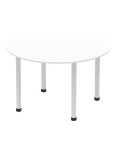 Dynamic Impulse 1200mm Round Table White Top Silver Post Leg I000200 2