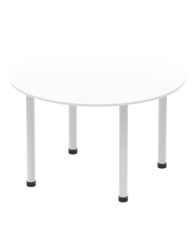 Dynamic Impulse 1200mm Round Table White Top Silver Post Leg I000200