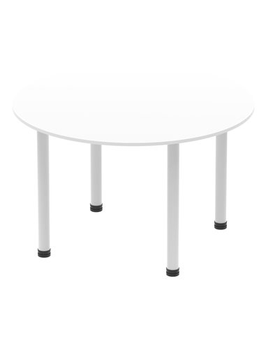Dynamic Impulse 1200mm Round Table White Top Silver Post Leg I000200