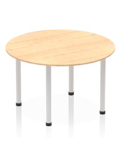 Dynamic Impulse 1200mm Round Table Maple Top Silver Post Leg I000260