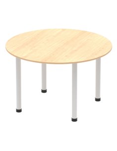 Dynamic Impulse 1200mm Round Table Maple Top Silver Post Leg I000260 2