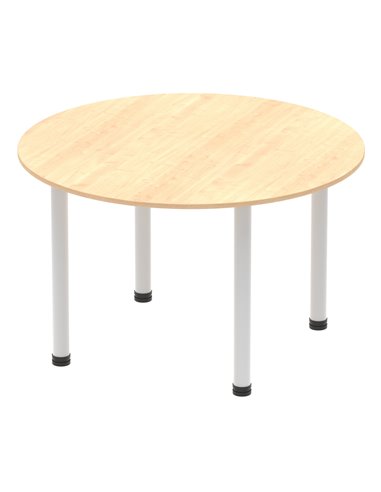 Dynamic Impulse 1200mm Round Table Maple Top Silver Post Leg I000260