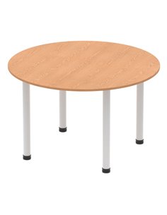 Dynamic Impulse 1200mm Round Table Oak Top Silver Post Leg I000788 2