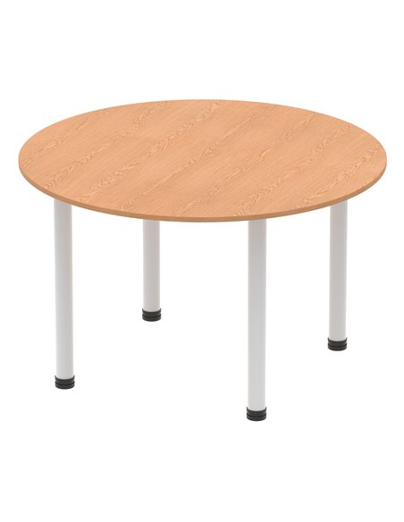 Dynamic Impulse 1200mm Round Table Oak Top Silver Post Leg I000788 - pic 78974 | FastDaddyshop