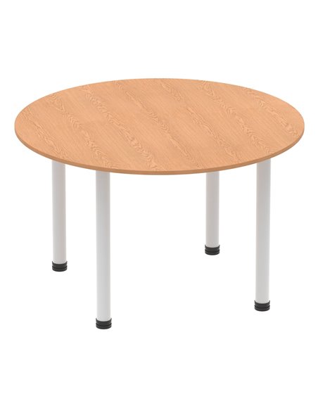 Dynamic Impulse 1200mm Round Table Oak Top Silver Post Leg I000788 - pic 78975 | FastDaddyshop