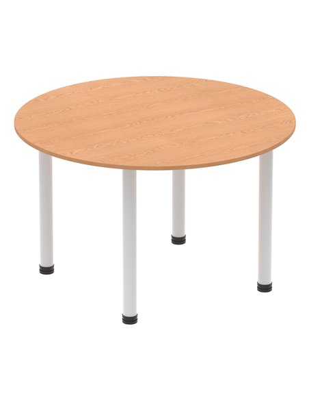 Dynamic Impulse 1200mm Round Table Oak Top Silver Post Leg I000788 - pic 78977 | FastDaddyshop
