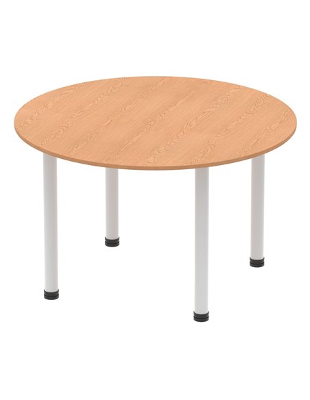 Dynamic Impulse 1200mm Round Table Oak Top Silver Post Leg I000788 - pic 78978 | FastDaddyshop