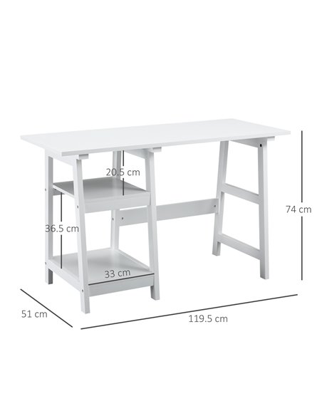 HOMCOM Compact Computer Desk with Storage Shelves Study Table with Bookshelf PC Table Workstation for Home Office Study White - pic 7898 | FastDaddyshop