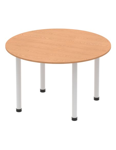 Dynamic Impulse 1200mm Round Table Oak Top Silver Post Leg I000788 - pic 78980 | FastDaddyshop