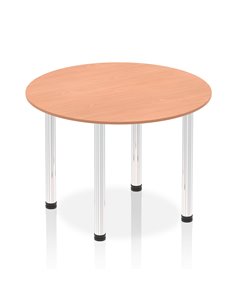 Dynamic Impulse 1000mm Round Table Beech Top Chrome Post Leg I003753