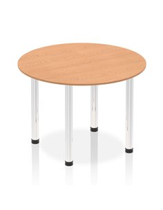 Dynamic Impulse 1000mm Round Table Oak Top Chrome Post Leg I003755