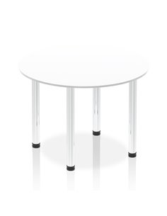 Dynamic Impulse 1000mm Round Table White Top Chrome Post Leg I003756