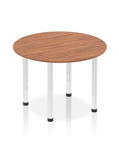 Dynamic Impulse 1000mm Round Table Walnut Top Chrome Post Leg I003757