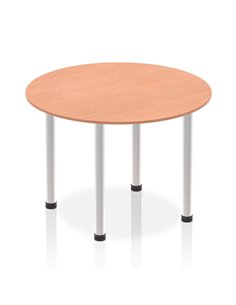 Dynamic Impulse 1000mm Round Table Beech Top Brushed Aluminium Post Leg I003759