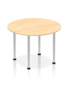Dynamic Impulse 1000mm Round Table Maple Top Brushed Aluminium Post Leg I003760