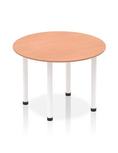Dynamic Impulse 1000mm Round Table Beech Top White Post Leg I003765