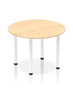 Dynamic Impulse 1000mm Round Table Maple Top White Post Leg I003766