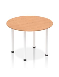 Dynamic Impulse 1000mm Round Table Oak Top White Post Leg I003767