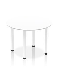 Dynamic Impulse 1000mm Round Table White Top White Post Leg I003768