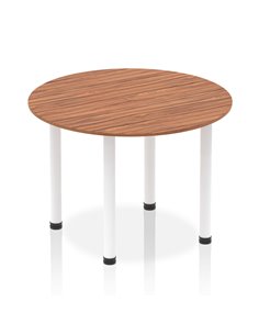 Dynamic Impulse 1000mm Round Table Walnut Top White Post Leg I003769
