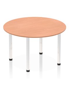 Dynamic Impulse 1200mm Round Table Beech Top Chrome Post Leg I003771