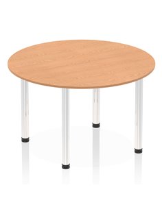 Dynamic Impulse 1200mm Round Table Oak Top Chrome Post Leg I003773