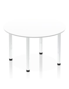 Dynamic Impulse 1200mm Round Table White Top Chrome Post Leg I003774