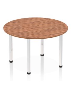 Dynamic Impulse 1200mm Round Table Walnut Top Chrome Post Leg I003775