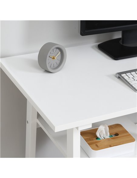HOMCOM Compact Computer Desk with Storage Shelves Study Table with Bookshelf PC Table Workstation for Home Office Study White - pic 7902 | FastDaddyshop