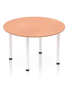 Dynamic Impulse 1200mm Round Table Beech Top White Post Leg I003783