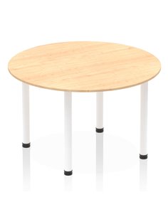 Dynamic Impulse 1200mm Round Table Maple Top White Post Leg I003784