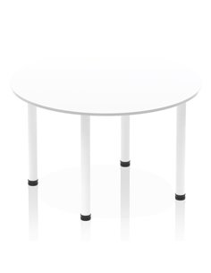 Dynamic Impulse 1200mm Round Table White Top White Post Leg I003786