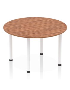 Dynamic Impulse 1200mm Round Table Walnut Top White Post Leg I003787