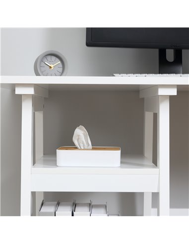 HOMCOM Compact Computer Desk with Storage Shelves Study Table with Bookshelf PC Table Workstation for Home Office Study White