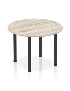 Dynamic Impulse 1000mm Round Table Grey Oak Top Black Post Leg I004195
