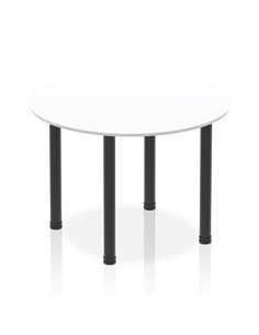 Dynamic Impulse 1000mm Round Table White Top Black Post Leg I004198