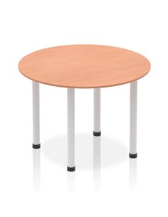 Dynamic Impulse 1000mm Round Table Beech Top Silver Post Leg I004371