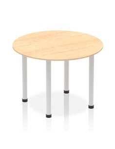Dynamic Impulse 1000mm Round Table Maple Top Silver Post Leg I004372