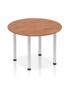 Dynamic Impulse 1000mm Round Table Walnut Top Silver Post Leg I004374