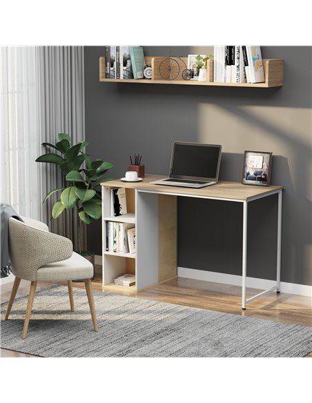 HOMCOM Home Office Computer Desk with Storage Shelves Study Writing Table Workstation, Oak Tone - pic 7905 | FastDaddyshop